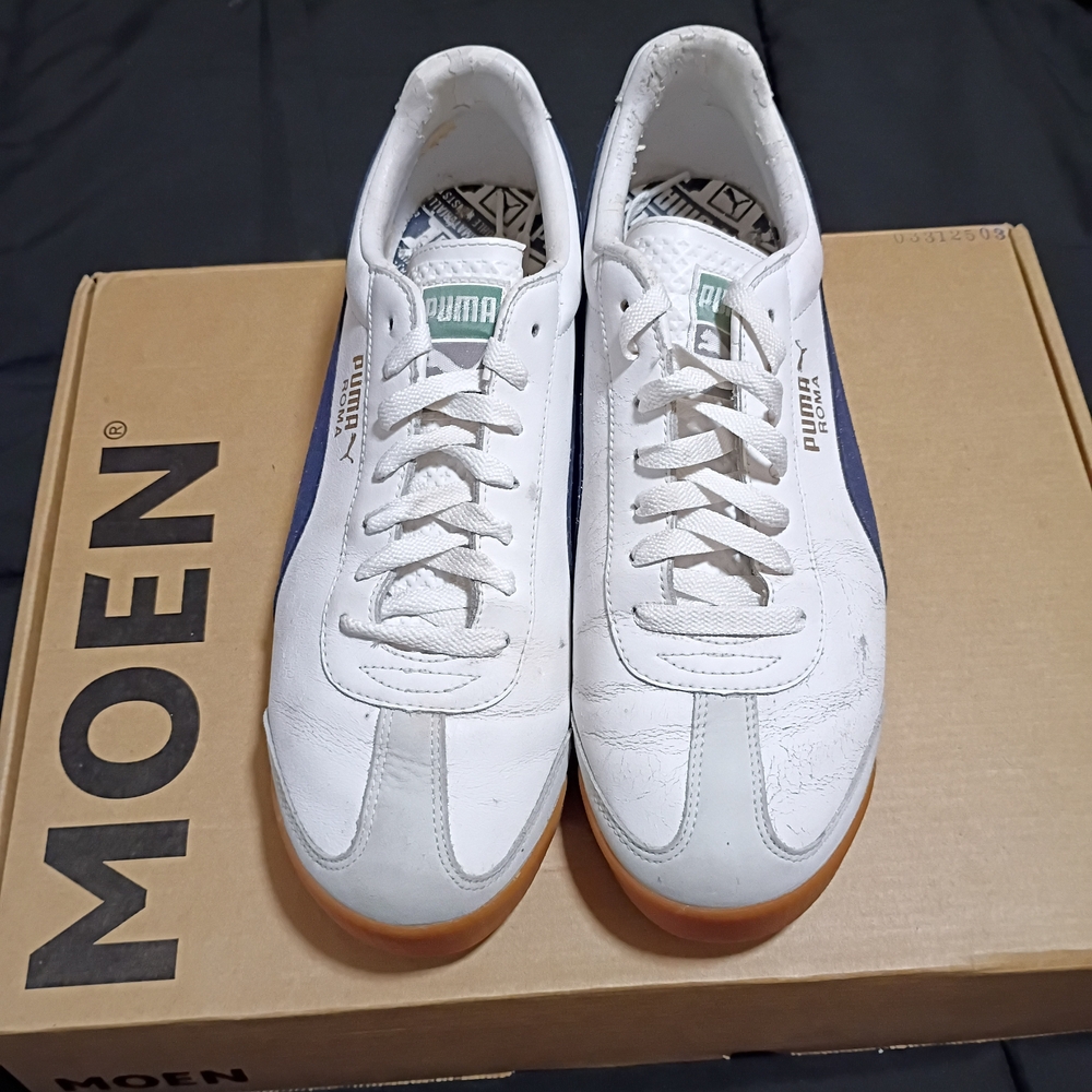 Puma White and Navy Men's Sneakers